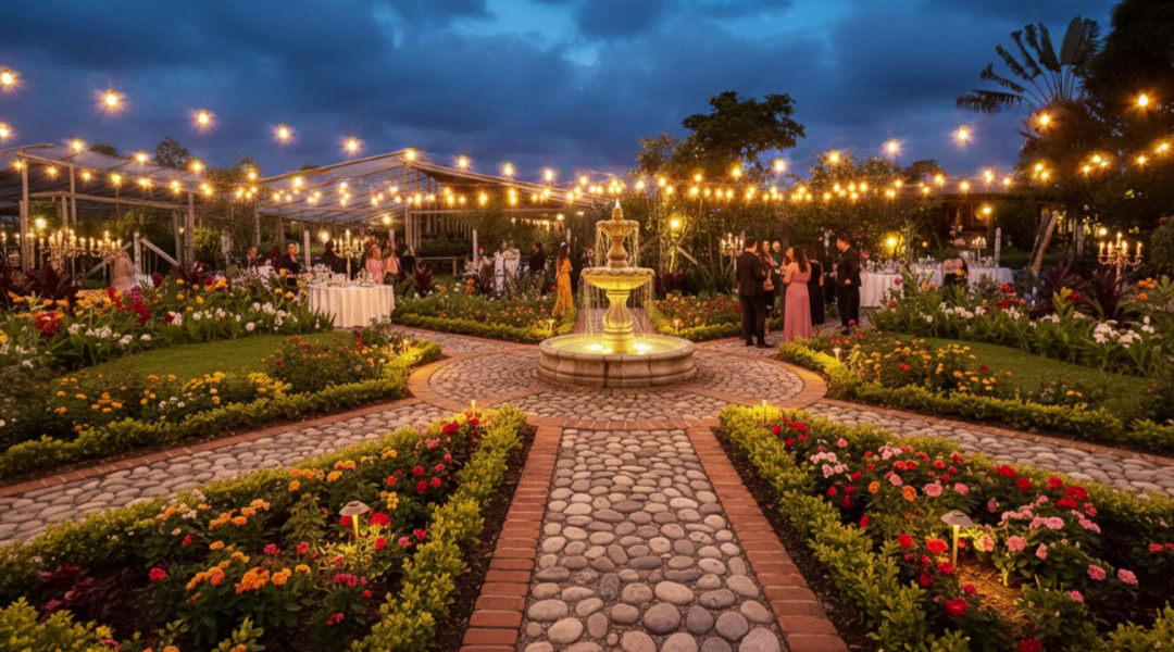 Jardines iluminados para matrimonios y eventos en Popayán